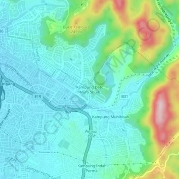 Kampung Dato Mufti Shuib topographic map, elevation, terrain