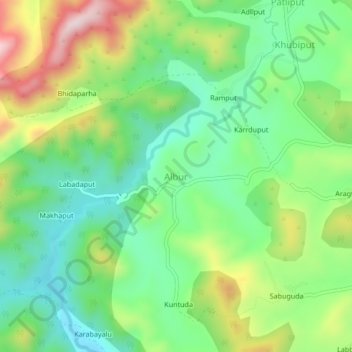 Albur topographic map, elevation, terrain