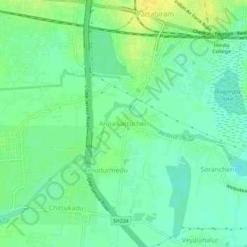 Annaikattucheri topographic map, elevation, terrain