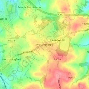 Williamthorpe topographic map, elevation, terrain