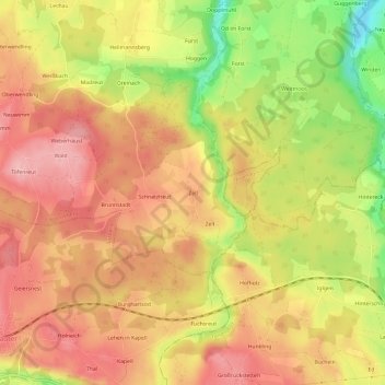 Zell topographic map, elevation, terrain