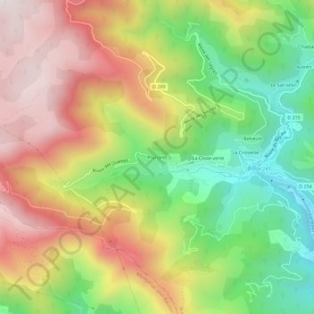 Prunaret topographic map, elevation, terrain