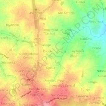 Terego topographic map, elevation, terrain