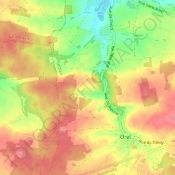 Les Bruyères topographic map, elevation, terrain