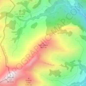 Vanil Blanc topographic map, elevation, terrain