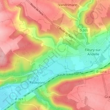 Fumechon topographic map, elevation, terrain