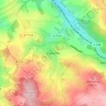 Clausnitz topographic map, elevation, terrain