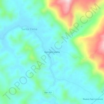 Ramón Castilla topographic map, elevation, terrain