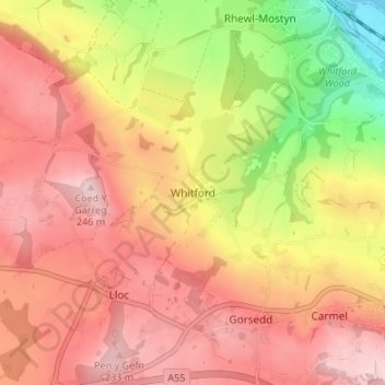 Whitford topographic map, elevation, terrain