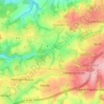 Abtsküche / Haus Hetterscheidt topographic map, elevation, terrain