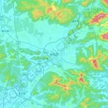 Conghua topographic map, elevation, terrain