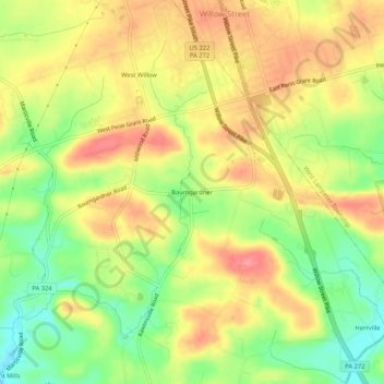 Baumgardner topographic map, elevation, terrain