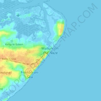 Walton-on-the-Naze topographic map, elevation, terrain