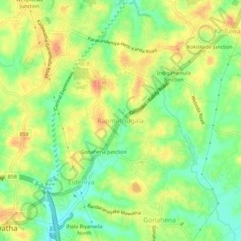 Ranmuthugala topographic map, elevation, terrain