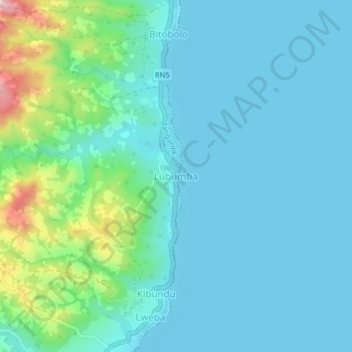 Lubumba topographic map, elevation, terrain