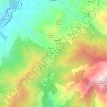 Pedi Morella topographic map, elevation, terrain