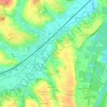 Aschbach-Dorf topographic map, elevation, terrain