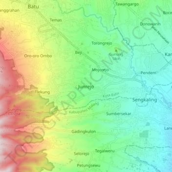 Junrejo topographic map, elevation, terrain