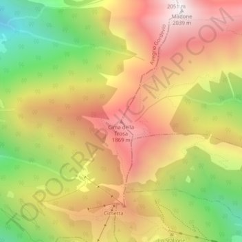 Cima della Trosa topographic map, elevation, terrain