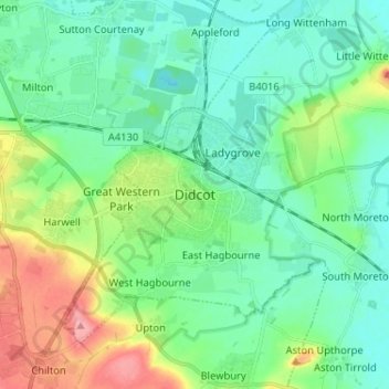 Didcot topographic map, elevation, terrain