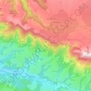 Monclès topographic map, elevation, terrain