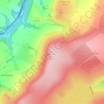 Stoodley Pike topographic map, elevation, terrain