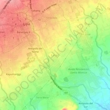 Latag topographic map, elevation, terrain