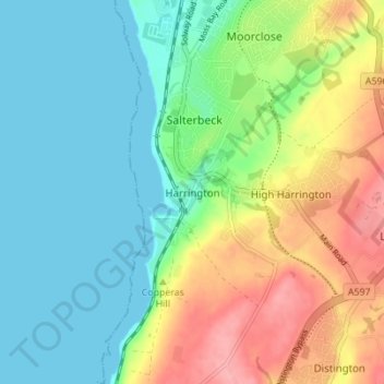 Harrington topographic map, elevation, terrain