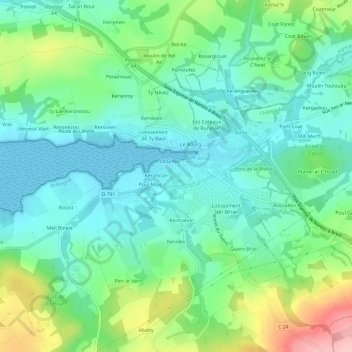Goarimic topographic map, elevation, terrain