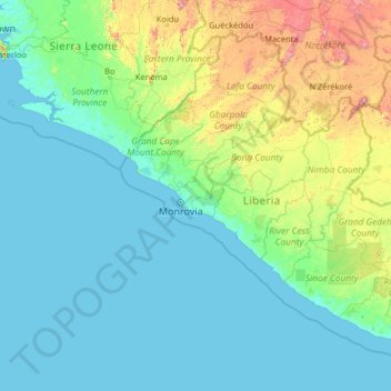 Montserrado topographic map, elevation, terrain