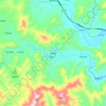 七峪乡 topographic map, elevation, terrain