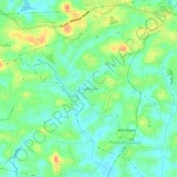 Edathala topographic map, elevation, terrain