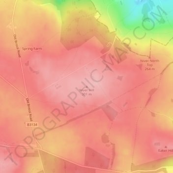 Niver Hill topographic map, elevation, terrain