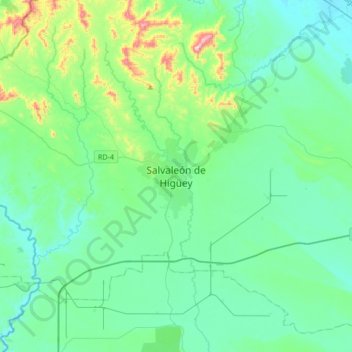 Higüey topographic map, elevation, terrain
