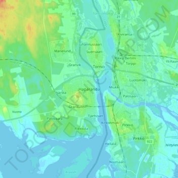 Haparanda topographic map, elevation, terrain