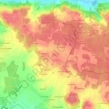 Littré topographic map, elevation, terrain