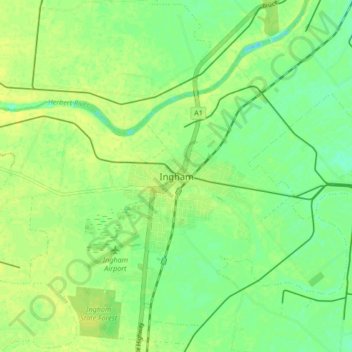 Ingham topographic map, elevation, terrain