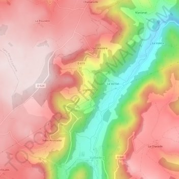 Lignerolles topographic map, elevation, terrain