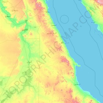 Red Sea Governorate topographic map, elevation, terrain
