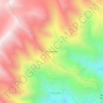 Pilcocancha topographic map, elevation, terrain