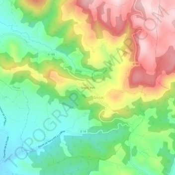 Gissac Bas topographic map, elevation, terrain