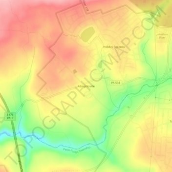 Albrightsville topographic map, elevation, terrain
