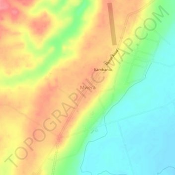 Mwera topographic map, elevation, terrain