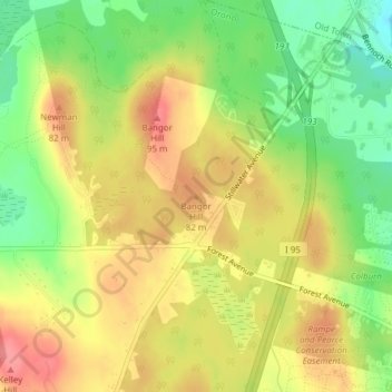 Bangor Hill topographic map, elevation, terrain