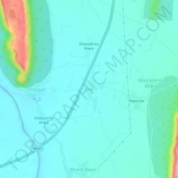 Eral topographic map, elevation, terrain