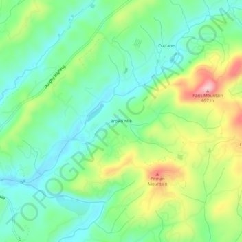 Brown Mill topographic map, elevation, terrain