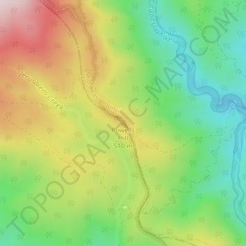 Powells Hill topographic map, elevation, terrain
