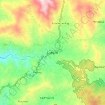 Dongko topographic map, elevation, terrain