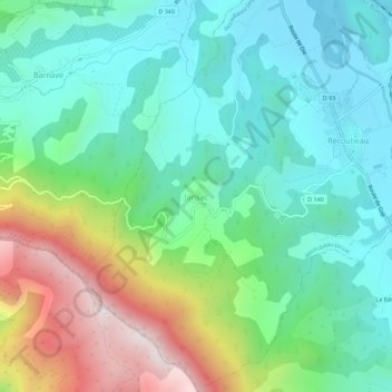 Jansac topographic map, elevation, terrain