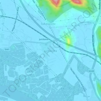 Juchandra topographic map, elevation, terrain
